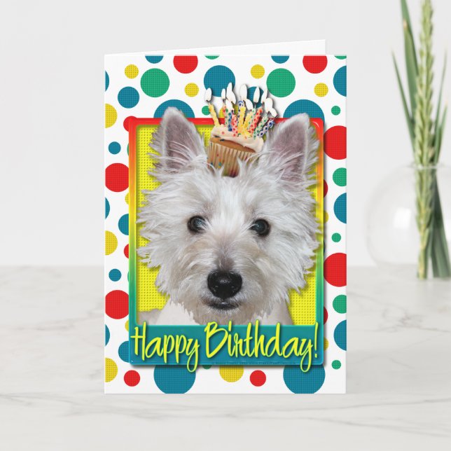 Carte Cupcake d'anniversaire - Westie - Tank (Devant)