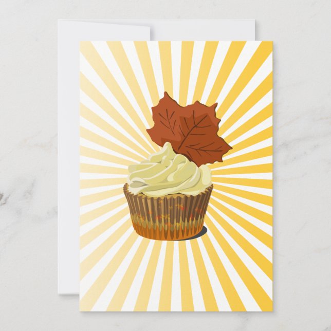 Carte cupcake d'automne avec motif de ligne de projectio (Devant)