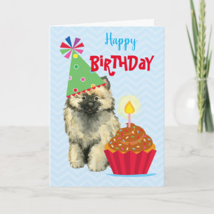 Carte Cupcake Keeshond'anniversaire