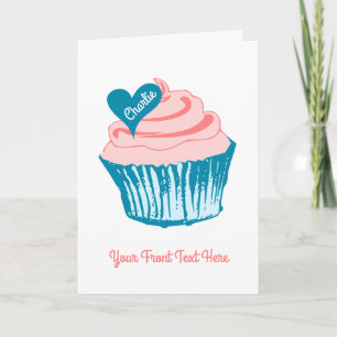 Carte Cupcake Love custom text greeting card