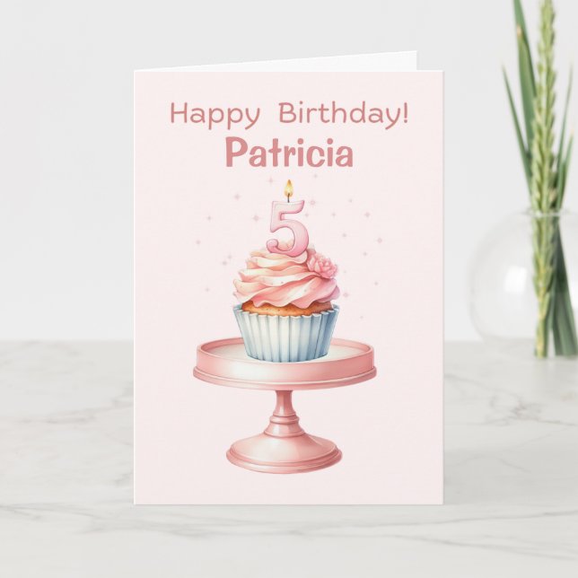 Carte Cupcake personnalisée 5e anniversaire (Devant)