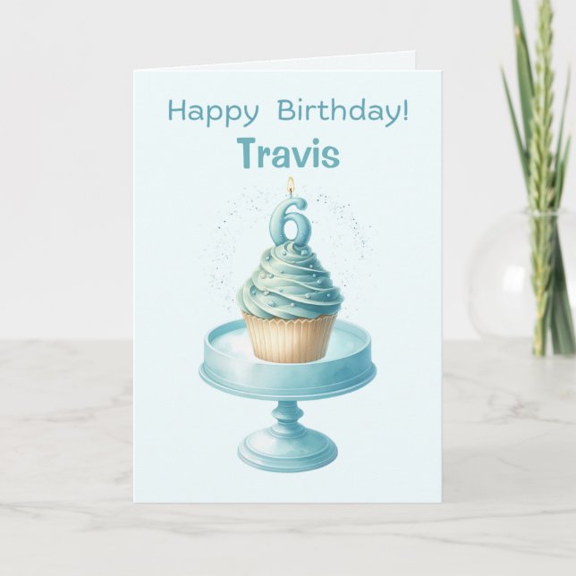 Carte Cupcake personnalisée 6e anniversaire (Devant)