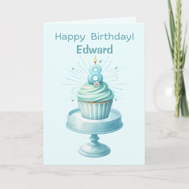 Carte Cupcake personnalisée 8e anniversaire (Devant)