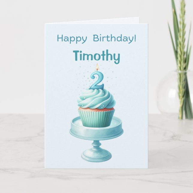 Carte Cupcake personnalisée pour le 2e anniversair (Devant)