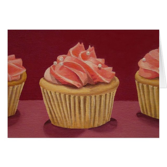 Carte Cupcake rose (Devant horizontal)