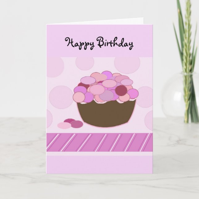 Carte Cupcake rose et violet (Devant)