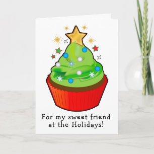 Carte Cupcake sapin de Noël surmonté de Star Friend