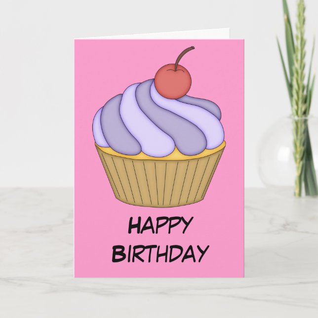 Carte Cupcake violet à deux tons (Devant)
