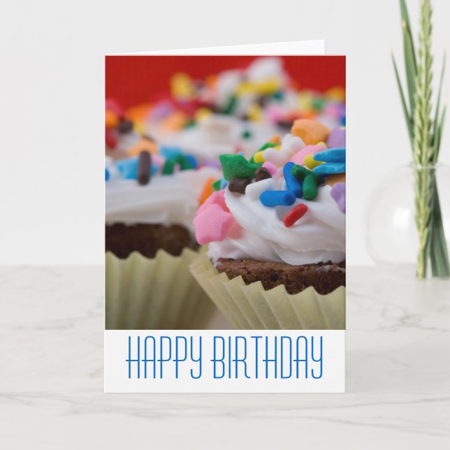 Carte Cupcakes au chocolat avec glaçage et arroses (Devant)