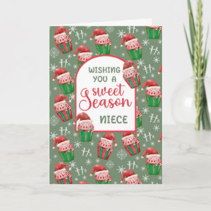 Carte Cupcakes Père Noël de Noël pour la nièce