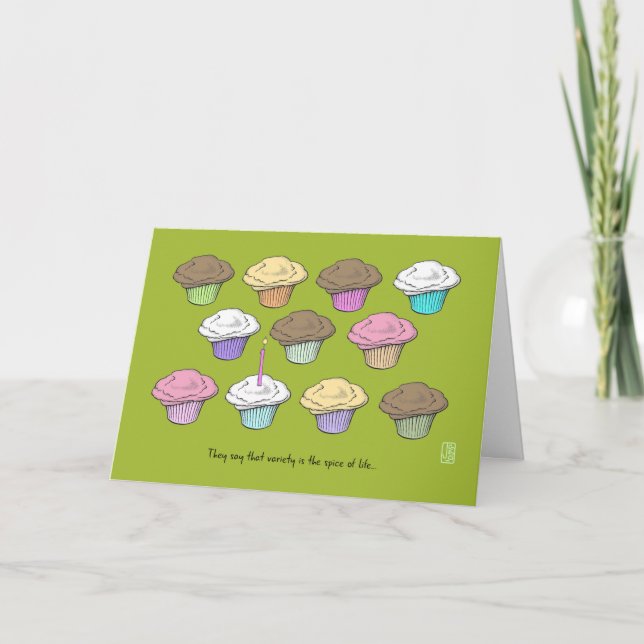 Carte Cupcakes sur Wasabi avec bougie Anniversaire (Devant)