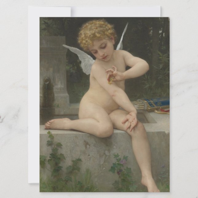 Carte Cupidé avec papillon (par Bouguereau) (Devant)