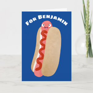 Carte Curieux hot dog Weiner dessin animé