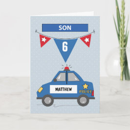 Carte Custom Age Son 6e Birthday Blue Police Car