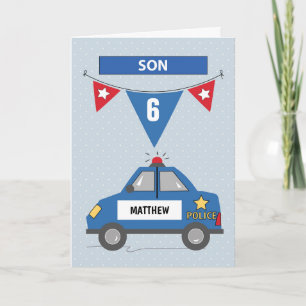 Carte Custom Age Son 6e Birthday Blue Police Car