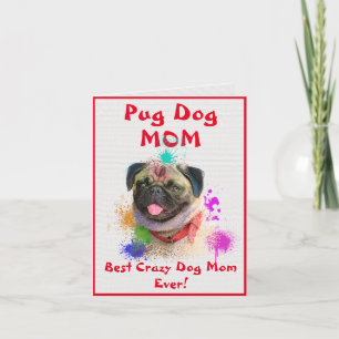 Carte Custom Carlin Mom Chien meilleur fou chien dame ch