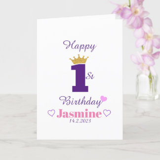 Carte Custom Cute Elegant White Baby Happy 1er Anniversa
