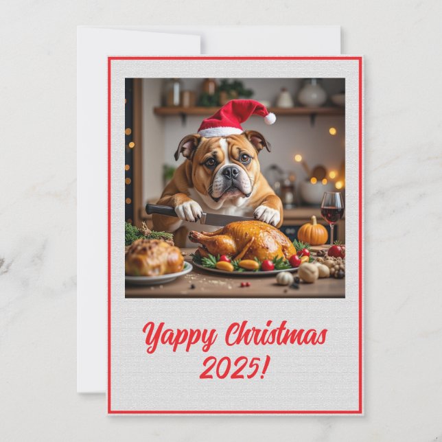 Carte Custom Digital Bulldog Yappy Christmas Turkey Xmas (Devant)