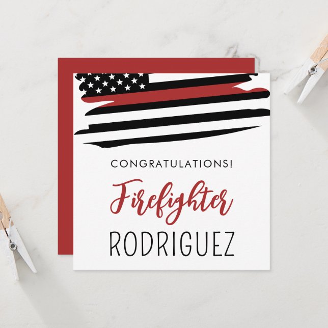 Carte Custom Fire Academy Moderne Firefighter Graduation (Devant/Arrière en situation)