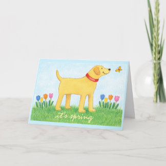 Carte Custom Funny Yellow Dog Spring Greeting Card