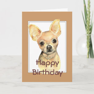 Carte Custom General Birthday Watercolor Chihuahua Dog