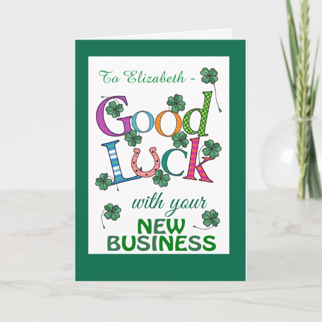 Carte Custom Good Luck New Business Four-leaf Clover (Devant)