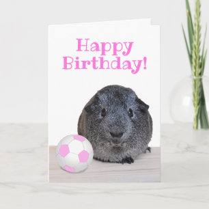 Carte Custom Joyeux Anniversaire Guinée Pig Pink Soccer 