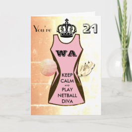 Carte Custom Keep Calm and Play Netball 21e anniversaire