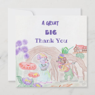 Carte Custom Kids Artwork, deux mignonnes souris, fleurs