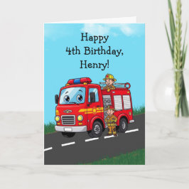 Carte Custom Kid's Fire Truck Birthday Party