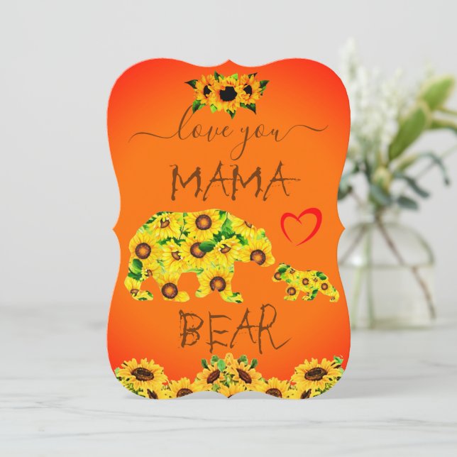 Carte Custom MAMA BEAR Sunflower Maman Anniversaire Fête (Debout devant)