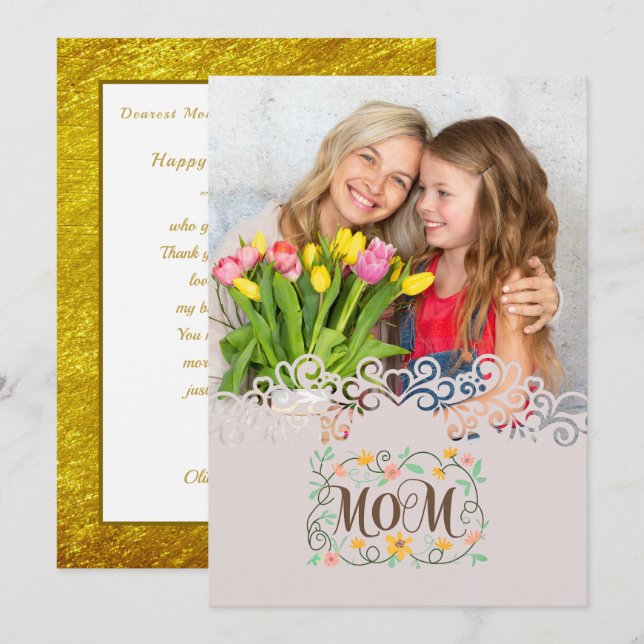 Carte Custom Mother's Day I Photo & Personal Message (Devant / Derrière)