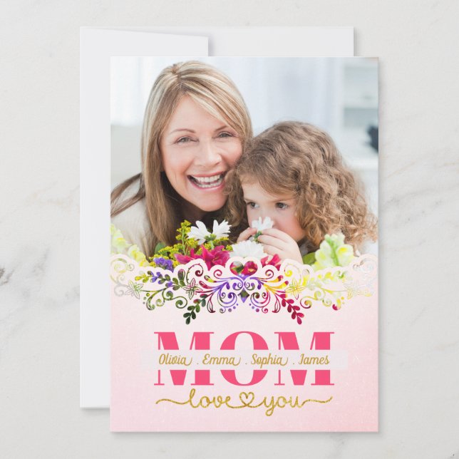 Carte Custom Mother's Day I Photo & Personal Message (Devant)