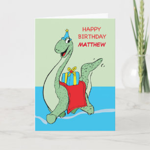Carte Custom Name, Boy, Matthew, Birthday Dinosaur