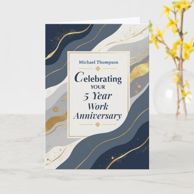 Carte Custom Name Employee Five Year Work Anniversary (Fleur jaune)