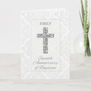 Carte Custom Name Seventh Anniversary Baptism Blessings