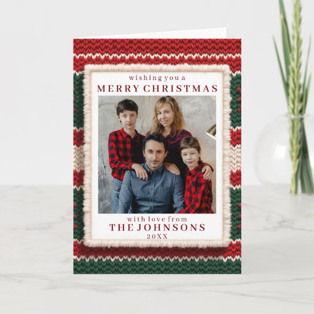 Carte Custom Photo Cozy Knitted Sweater Frame Greeting (Devant)