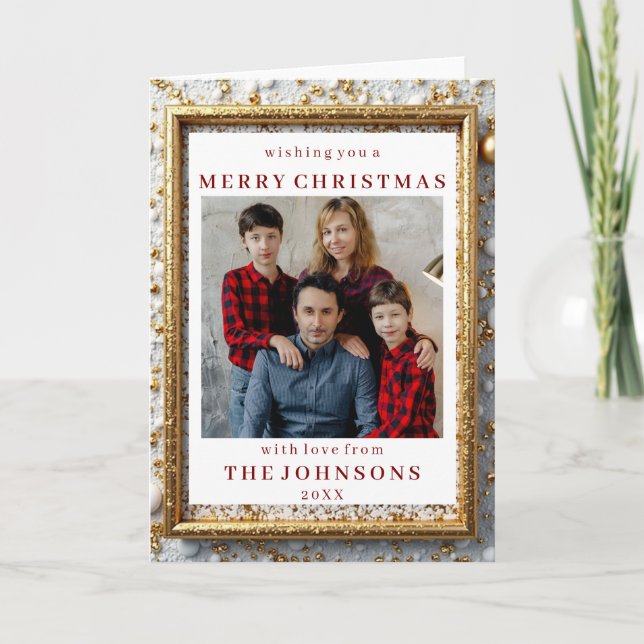 Carte Custom Photo Glimmering Gold Foil Frame Greeting (Devant)