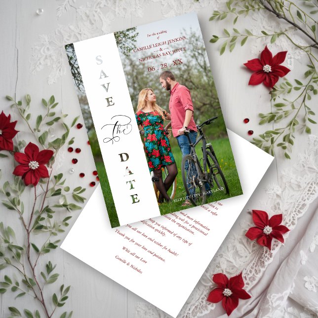 Carte Custom Photo Script Cut Paper Effect Wedding (Custom Photo Script Cut Paper Effect Wedding Save the Date. )