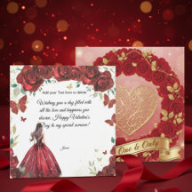 Custom Red Rose Dress Valentine's Day Card
