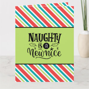 Carte Custom Retro Noël "Naughty is a New Nice"