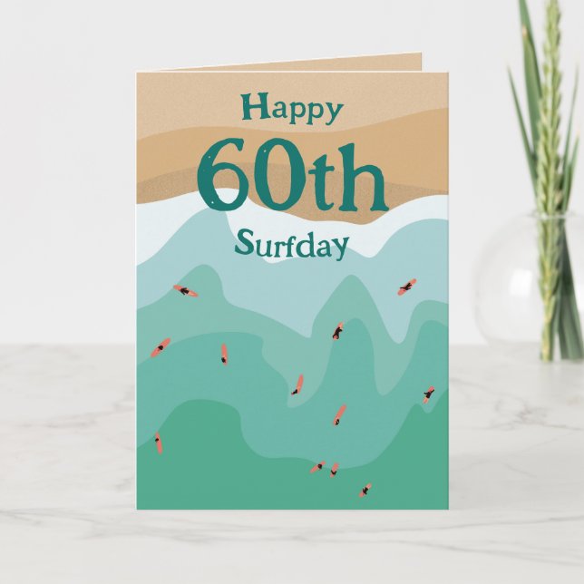 Carte Custom Retro Surfer Océan 60e anniversaire (Devant)