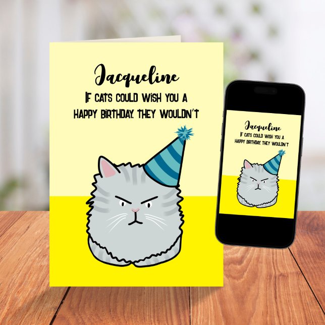 Carte Custom Sarcastic Funny Chat Caricature Joie Annive (Créateur téléchargé)