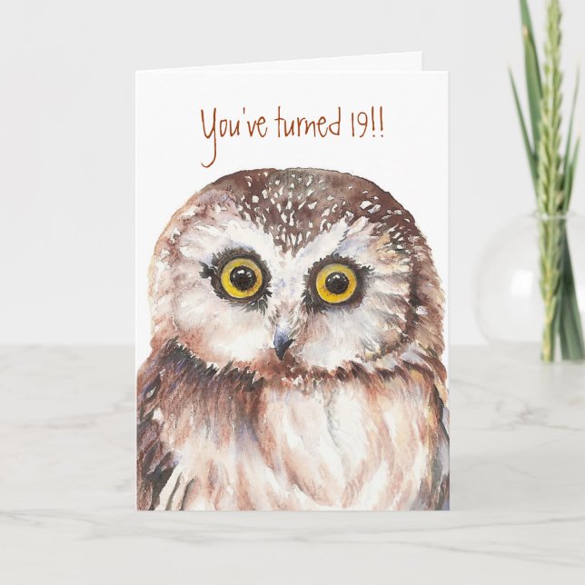 Carte Custom Shocked Funny-Little Owl, 19e anniversaire (Devant)