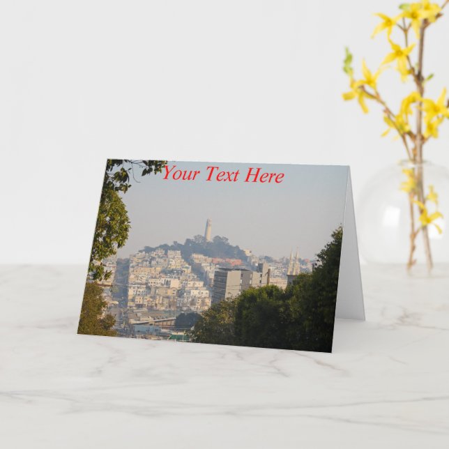 Carte Customisable Coit Tower, San Fancisco, Californie (Fleur jaune)