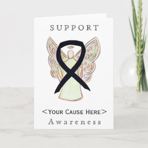 Carte Customisée Black Awareness Ribbon Angel
