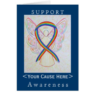 Carte Customisée Rainbow Awareness Ribbon Angel