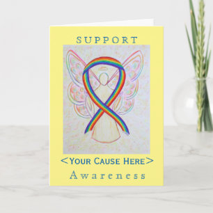 Carte Customisée Rainbow Awareness Ribbon Angel