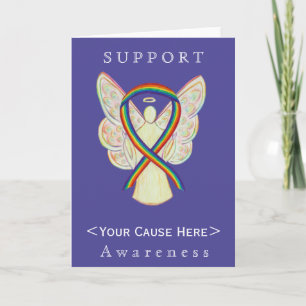 Carte Customisée Rainbow Awareness Ribbon Angel