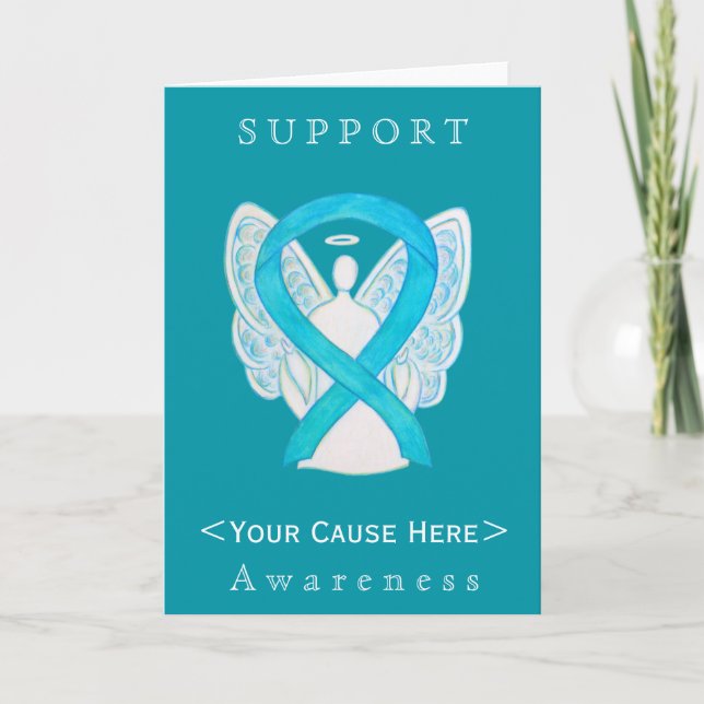 Carte Customisée Turquoise Awareness Ribbon Angel (Devant)